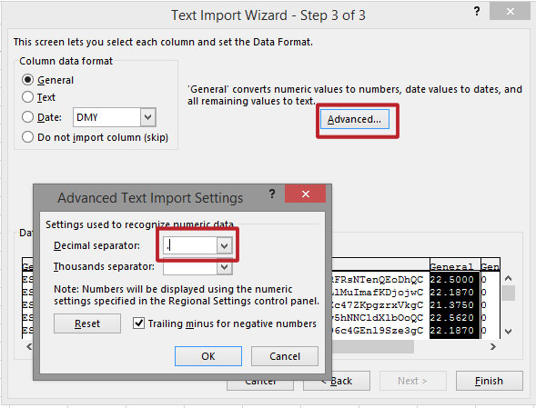 SECOND STEP HOW TO SET THE DECIMAL DELIMETER FOR NUMBEr VALUES
