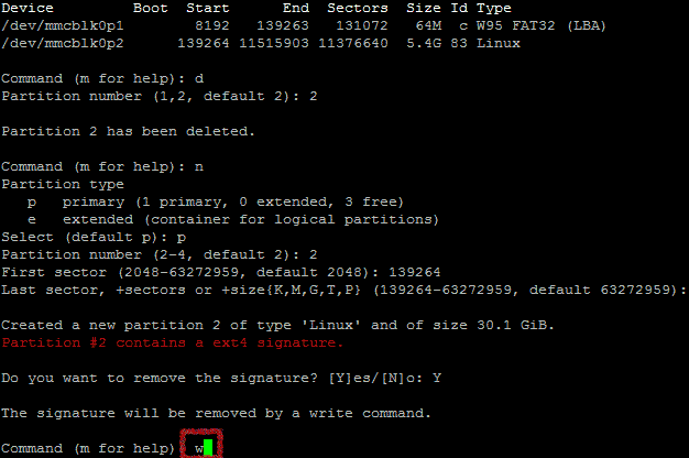Step5 write the new partition