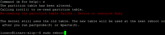 Step6 error while writing the new partition