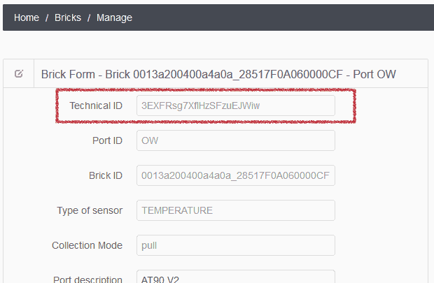 BRICKS MANAGE PAGE - TECHNICAL ID - FIRST FIELD IN THE FORM