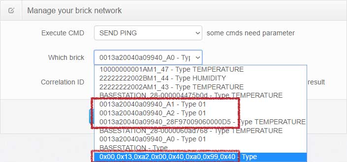 SELECT THE TARGET BRICK TO PING