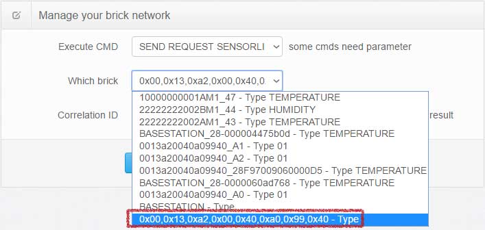 SELECT THE TARGET BRICK FOR REQUEST SENSOR LIST