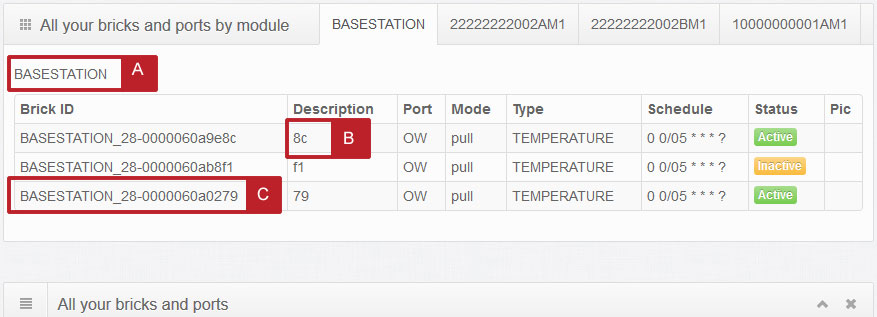 ALL BRICKS LIST USEr DIRECTION FOR CHANGES ON SENSOR LIST ITSELF